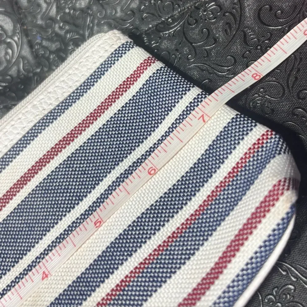 Estée Lauder Striped Navy and White Canvas Zip Pouch EPC